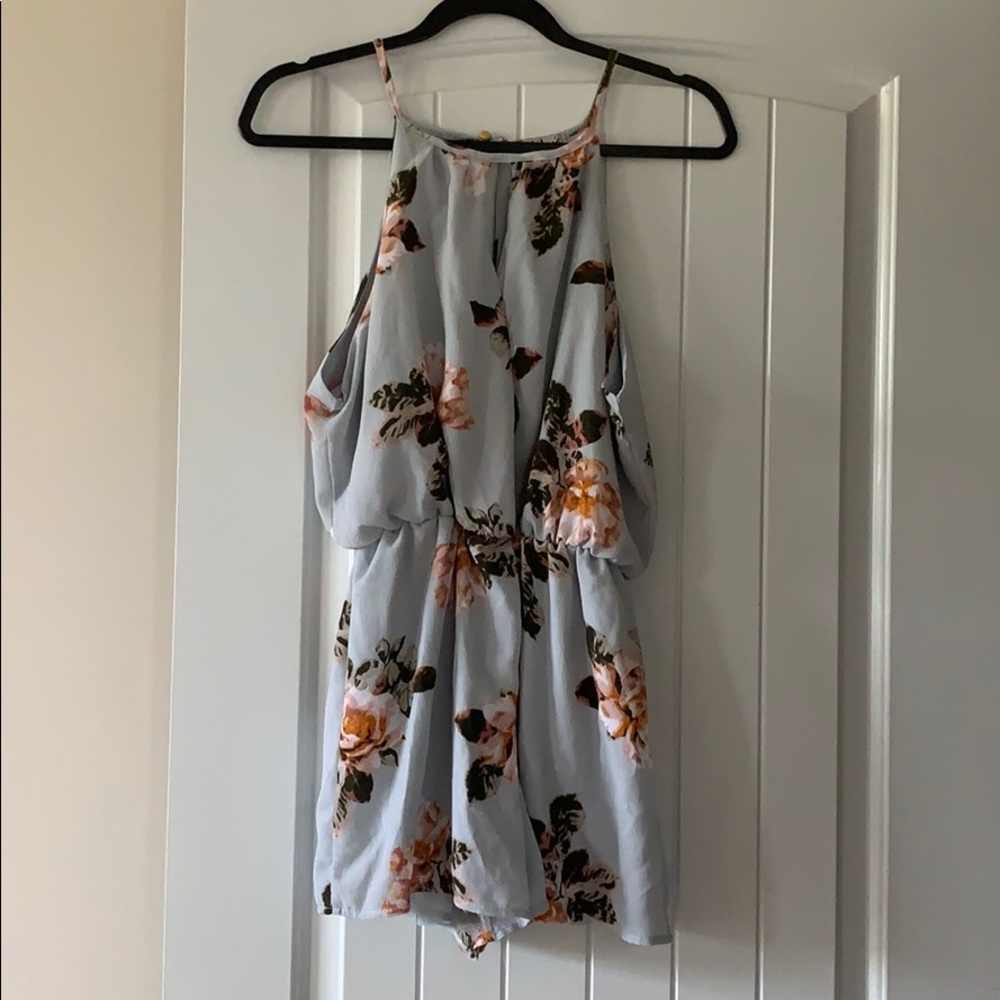 Light blue floral romper